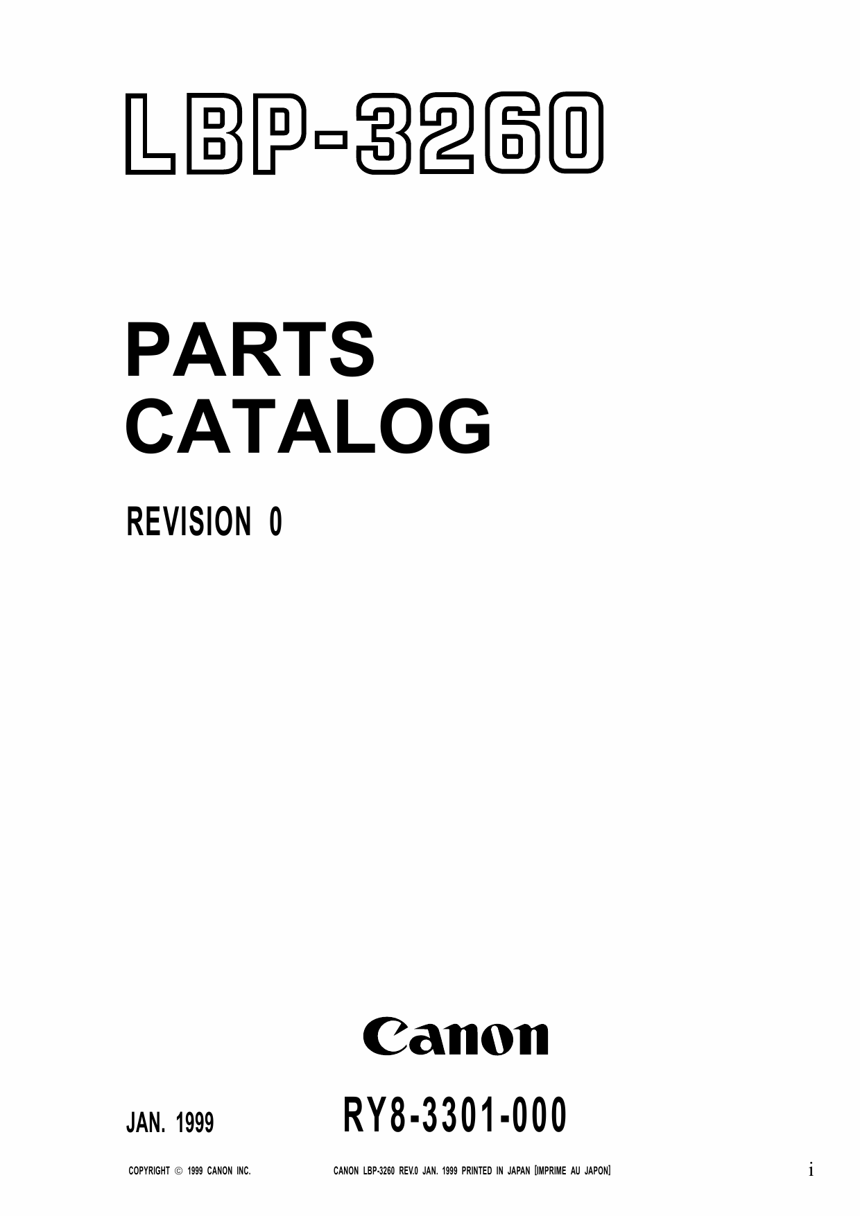 Canon imageCLASS LBP-3260 Parts Catalog Manual-1